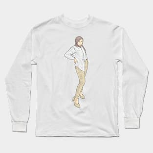 Creme Denim Long Sleeve T-Shirt